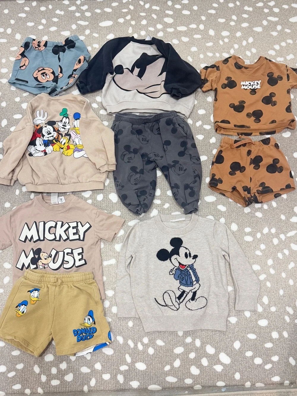Lot of 9 Zara Kids x Disney Mickey Mouse H&M toddler baby boy set tee shorts 2pc